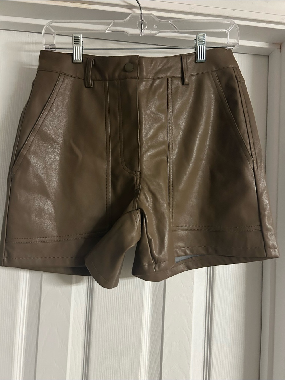 Brown Faux Leather Shorts